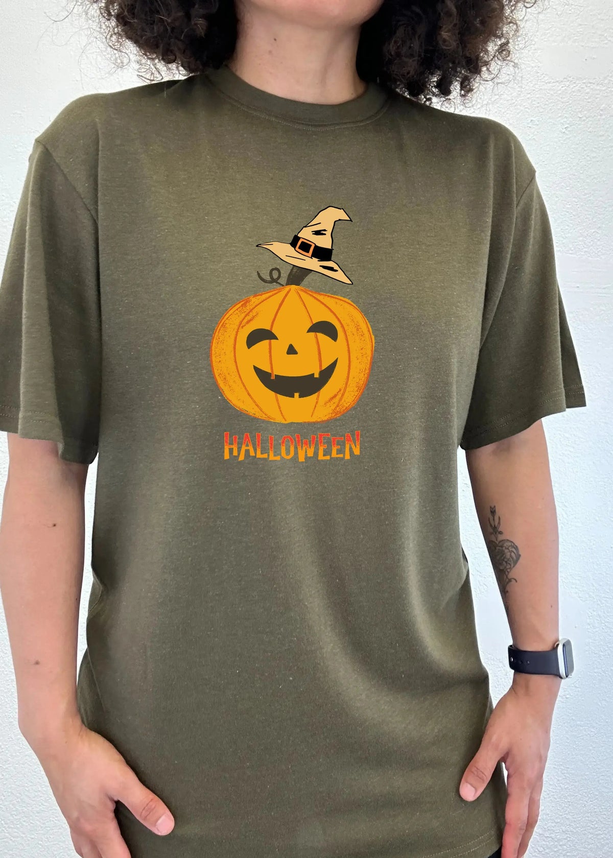 Halloween Pumpkin Unisex Bamboo Viscose/Organic Cotton Short Sleeve Graphic T-Shirt Spun Bamboo