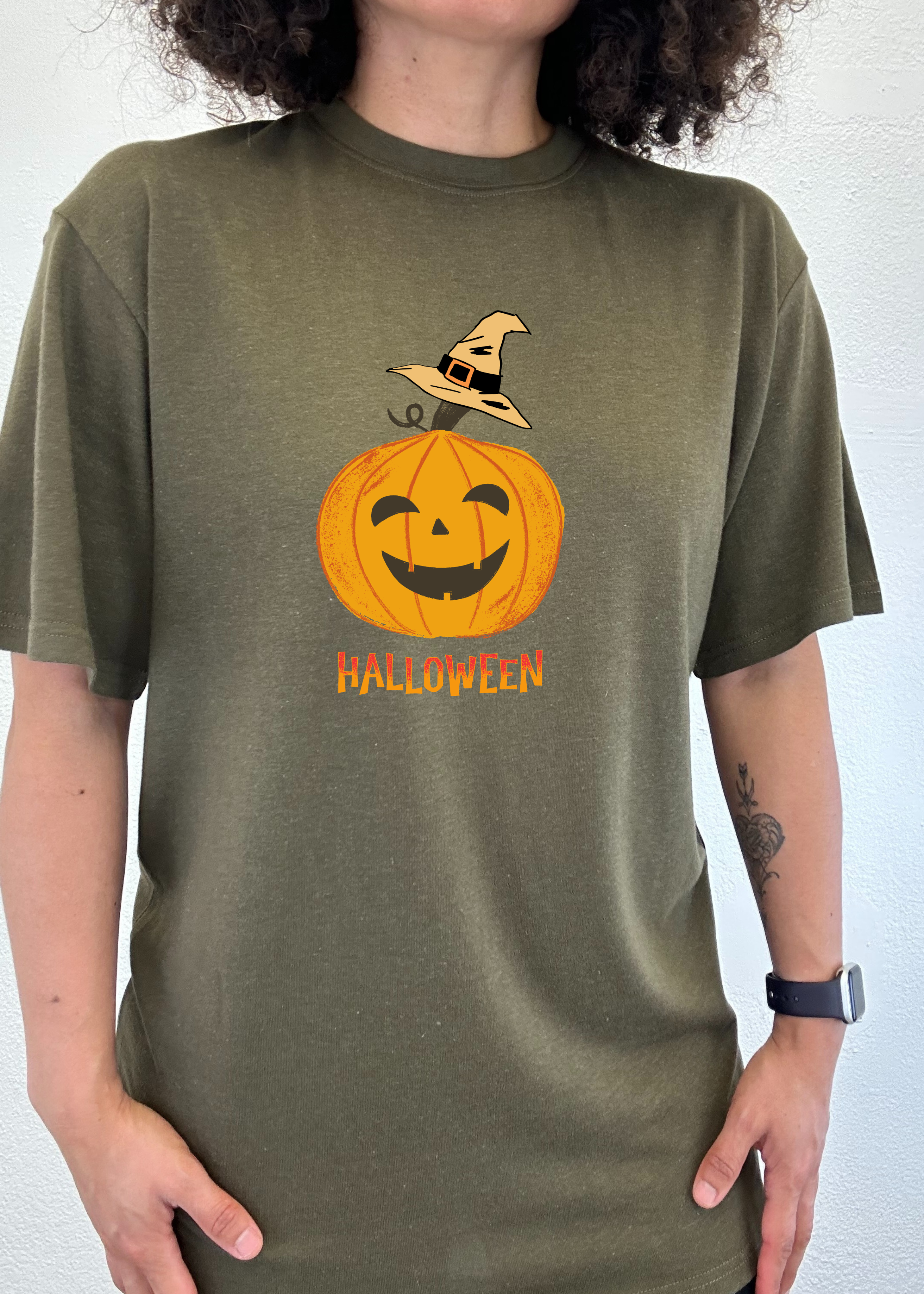 Halloween Pumpkin Unisex Bamboo Viscose/Organic Cotton Short Sleeve Graphic T-Shirt Spun Bamboo