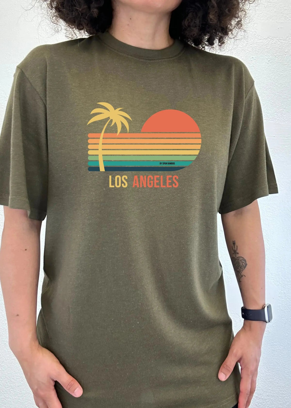 Los Angeles Unisex Bamboo Viscose/Organic Cotton Short Sleeve Graphic T-Shirt Spun Bamboo