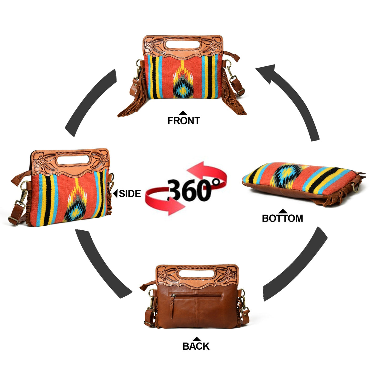 Western Leather Clutch Tooling Purse Classy Leather Bags