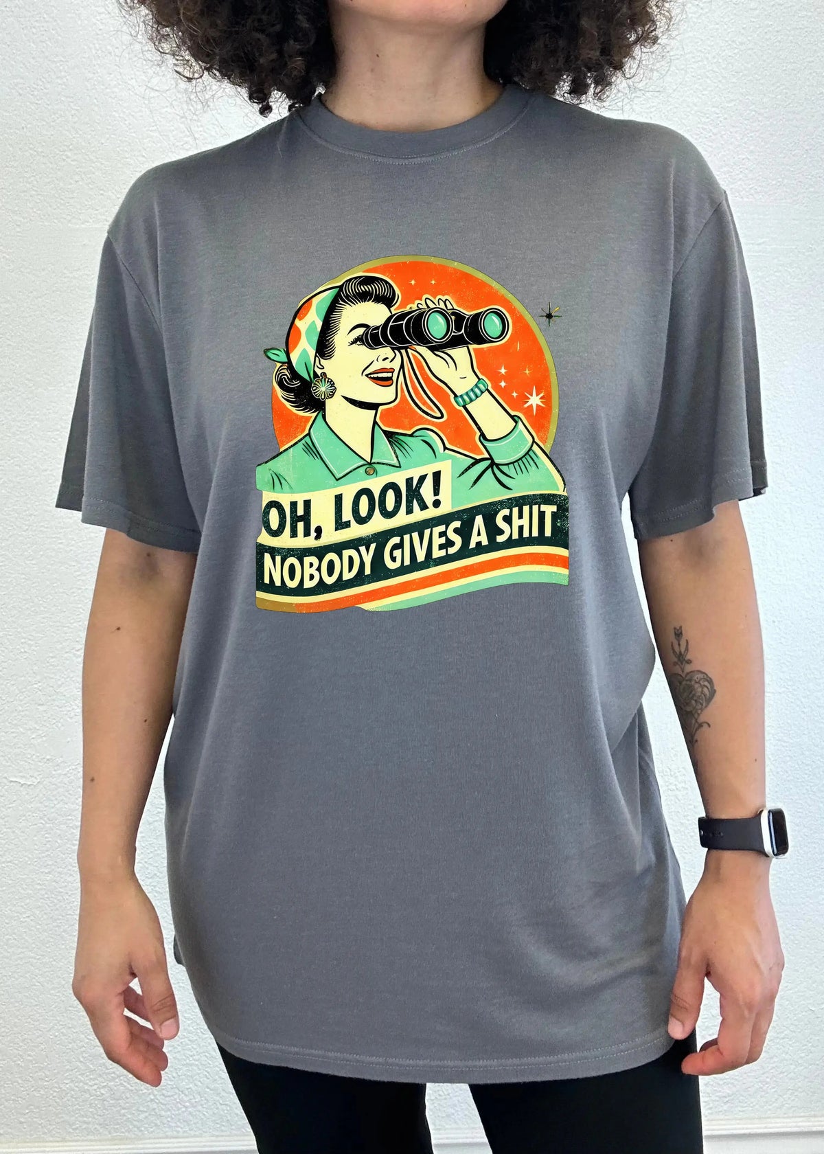 Funny Retro Woman Unisex Bamboo/Cotton Graphic T-Shirt Spun Bamboo