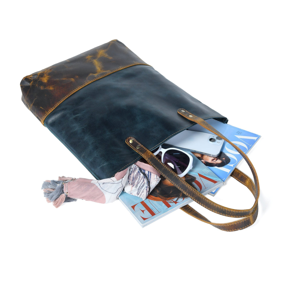 Blue Women's Leather Tote Classy Leather Bags