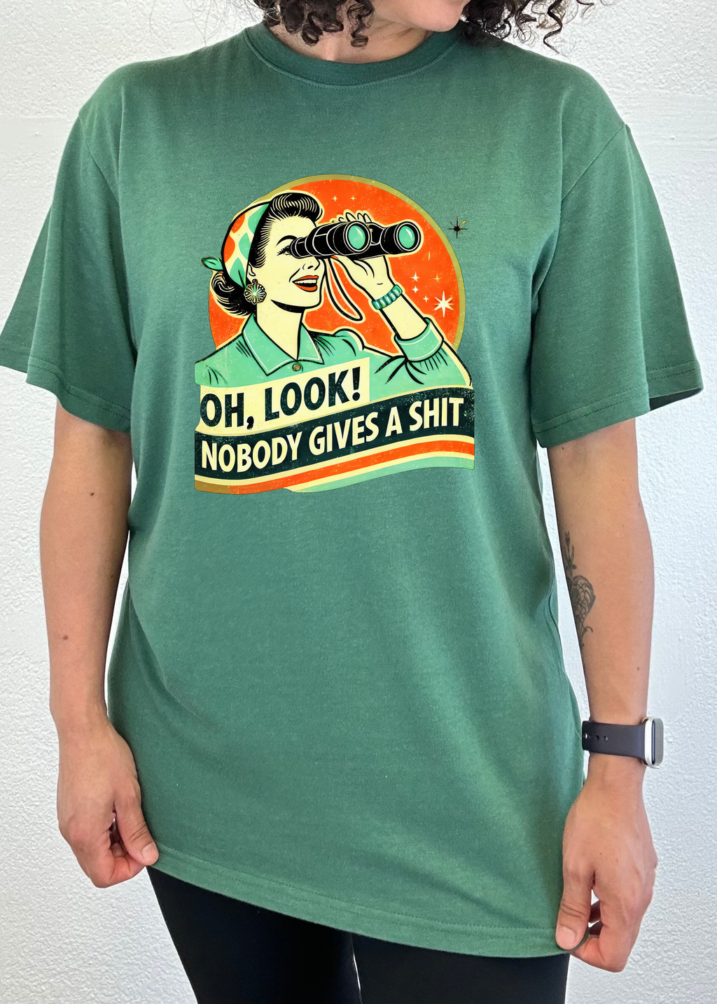 Funny Retro Woman Unisex Bamboo/Cotton Graphic T-Shirt Spun Bamboo