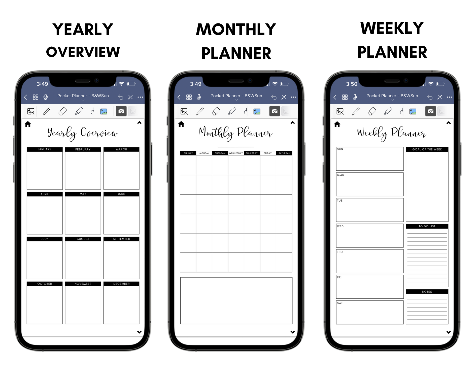 Digital Phone Planner Black Jessica Autumn