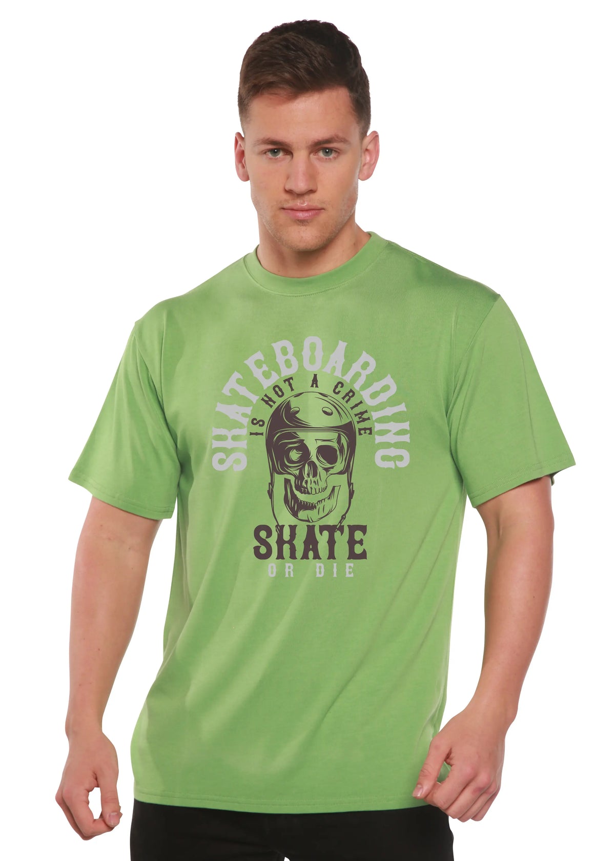 Skate Boarding Men's Bamboo Viscose/Organic Cotton Short Sleeve Graphic T-Shirt Spun Bamboo