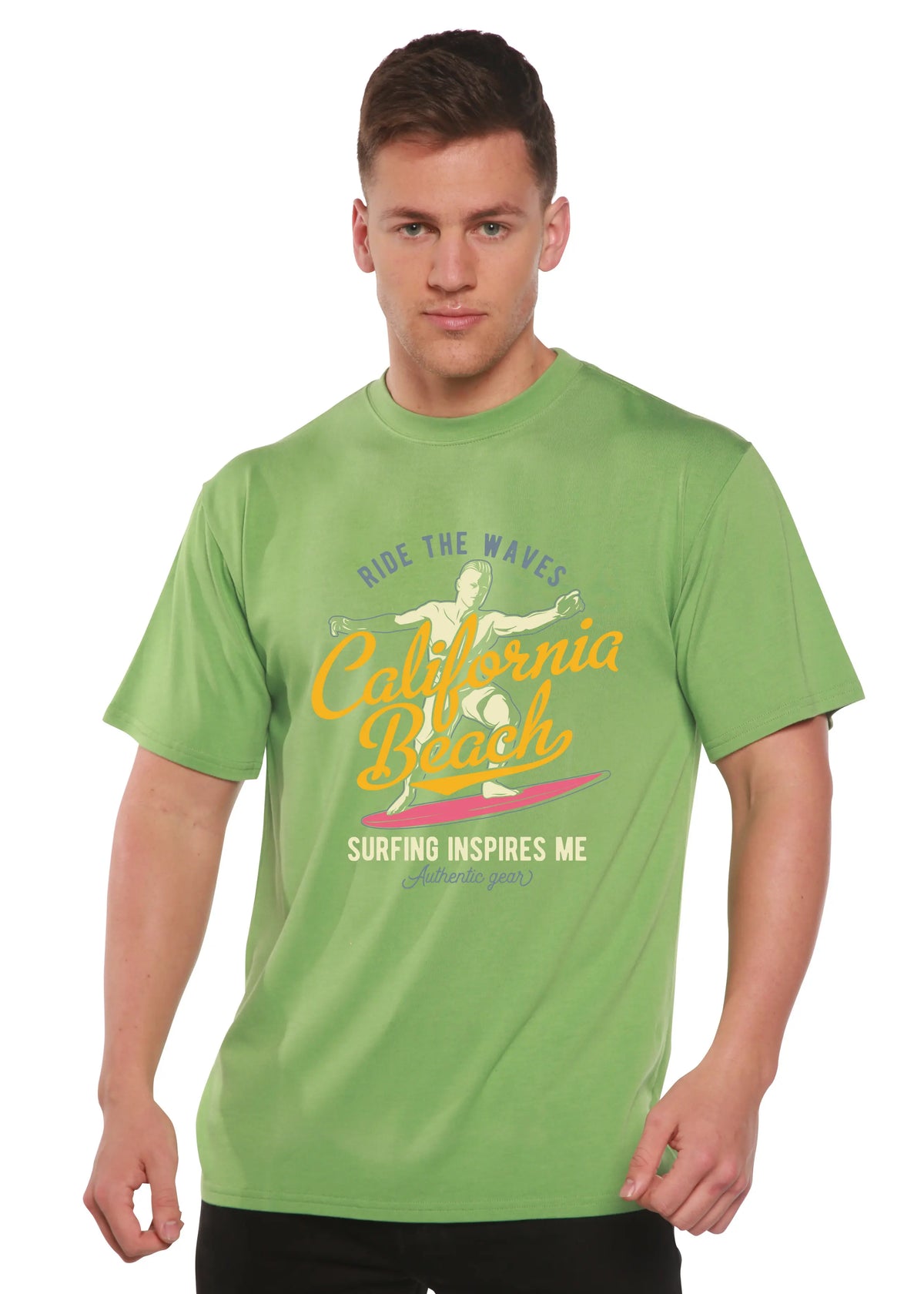 California Beach Men's Bamboo Viscose/Organic Cotton Short Sleeve Graphic T-Shirt Spun Bamboo