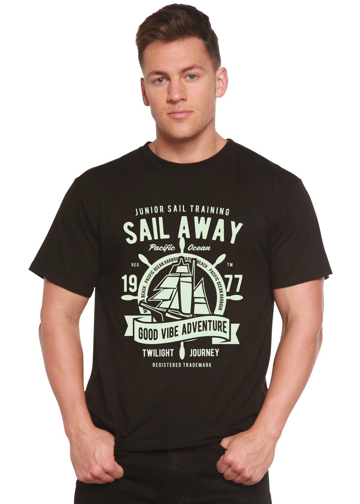 Sail Away Spun Bamboo® Men's Bamboo Viscose/Organic Cotton Short Sleeve Graphic T-Shirt Spun Bamboo