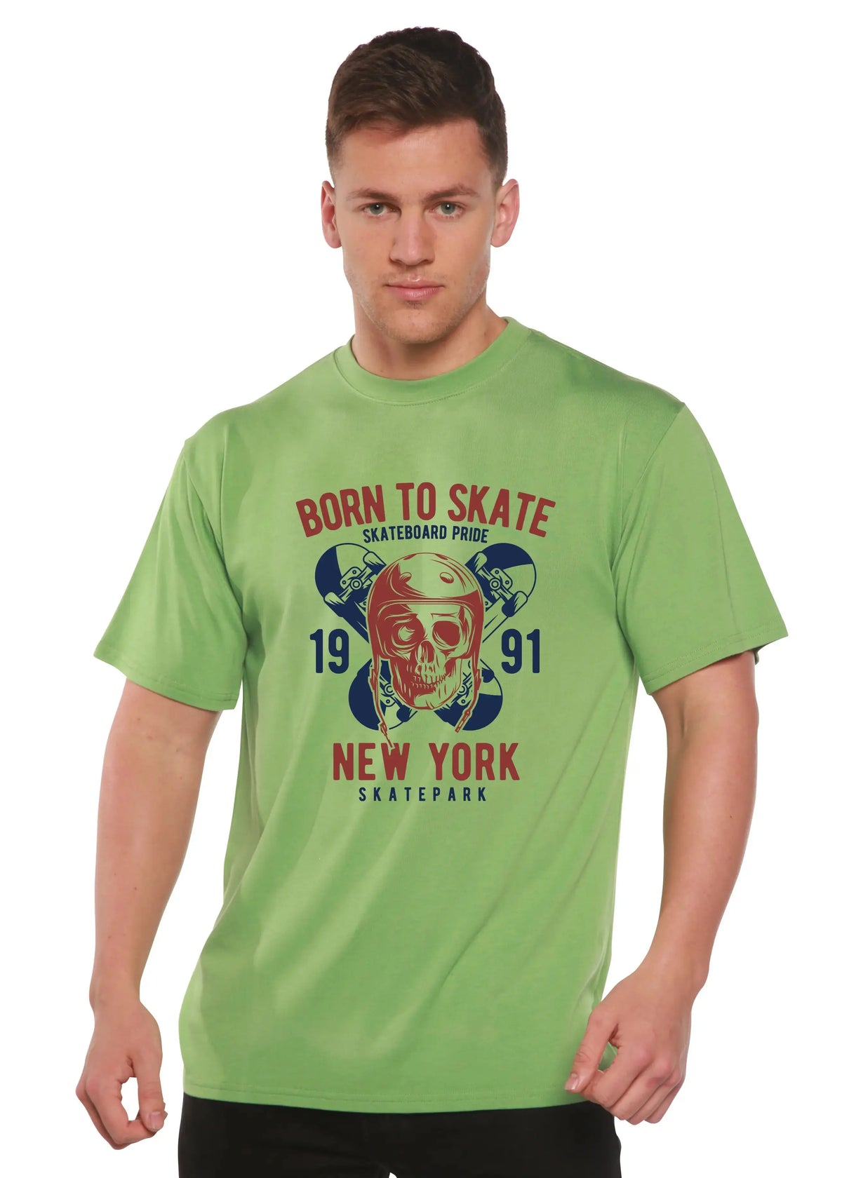 Born To Skate 1991 New York Men's Bamboo Viscose/Organic Cotton Short Sleeve Graphic T-Shirt Spun Bamboo