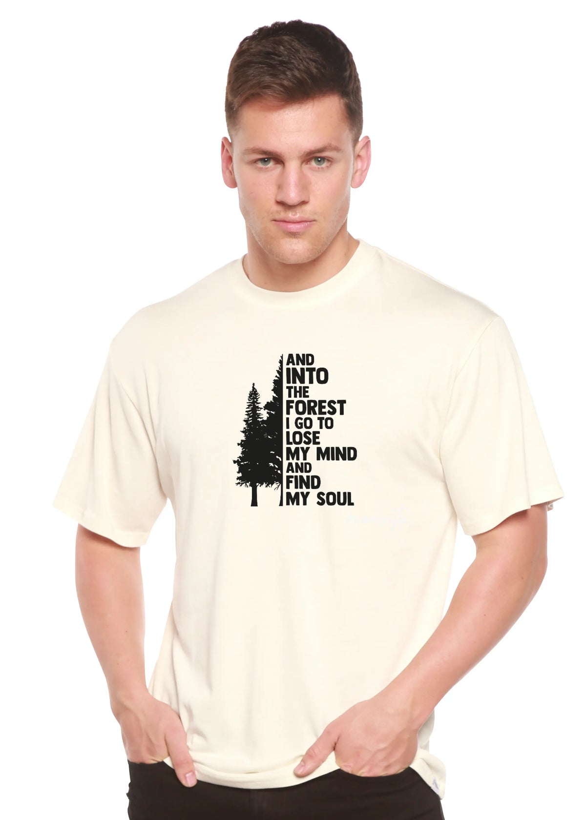 And Into The Forest I Go Men's Bamboo Viscose/Organic Cotton Short Sleeve Graphic T-Shirt Spun Bamboo