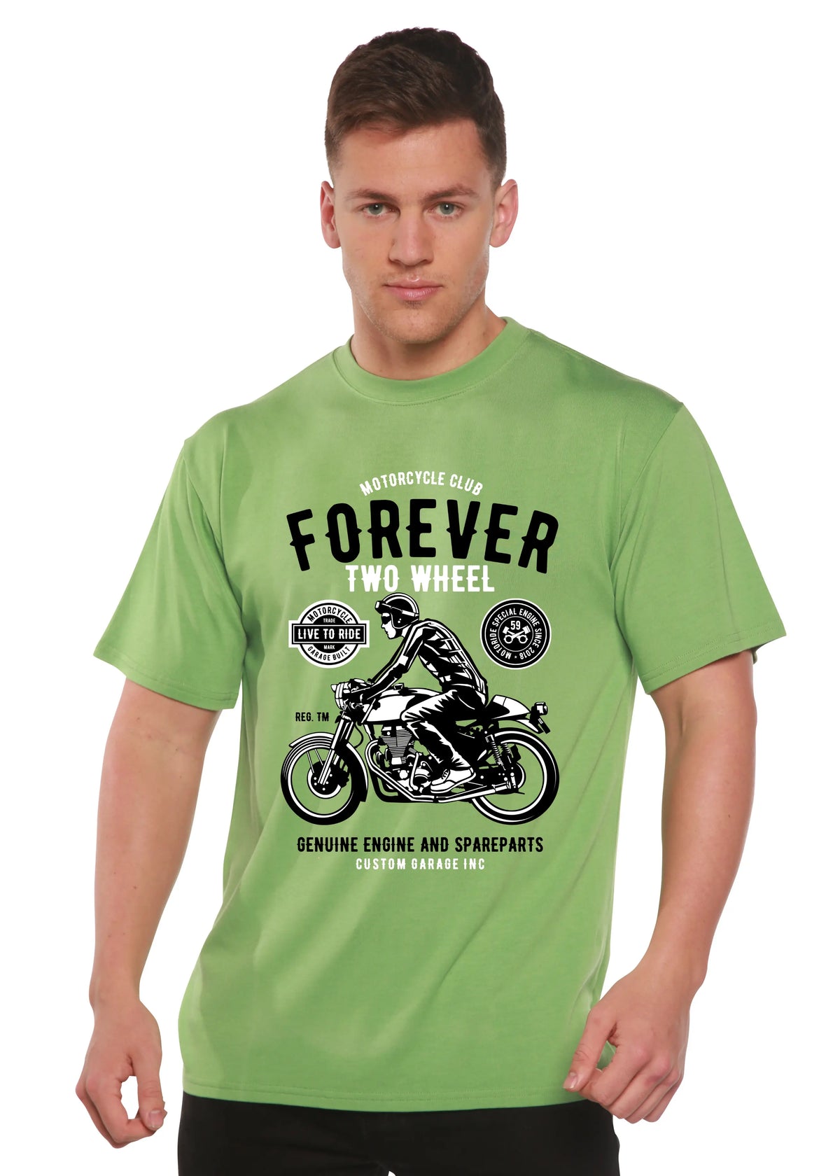 Forever Two Wheel Men's Bamboo Viscose/Organic Cotton Short Sleeve Graphic T-Shirt Spun Bamboo