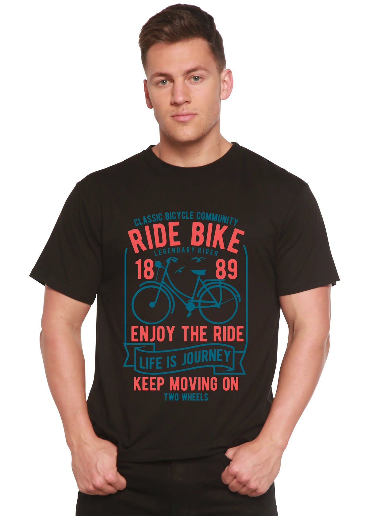 Ride Bike Spun Bamboo® Men's Bamboo Viscose/Organic Cotton Short Sleeve Graphic T-Shirt Spun Bamboo