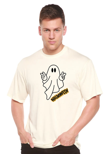 Halloween Ghost Unisex Bamboo Viscose/Organic Cotton Short Sleeve Graphic T-Shirt Spun Bamboo