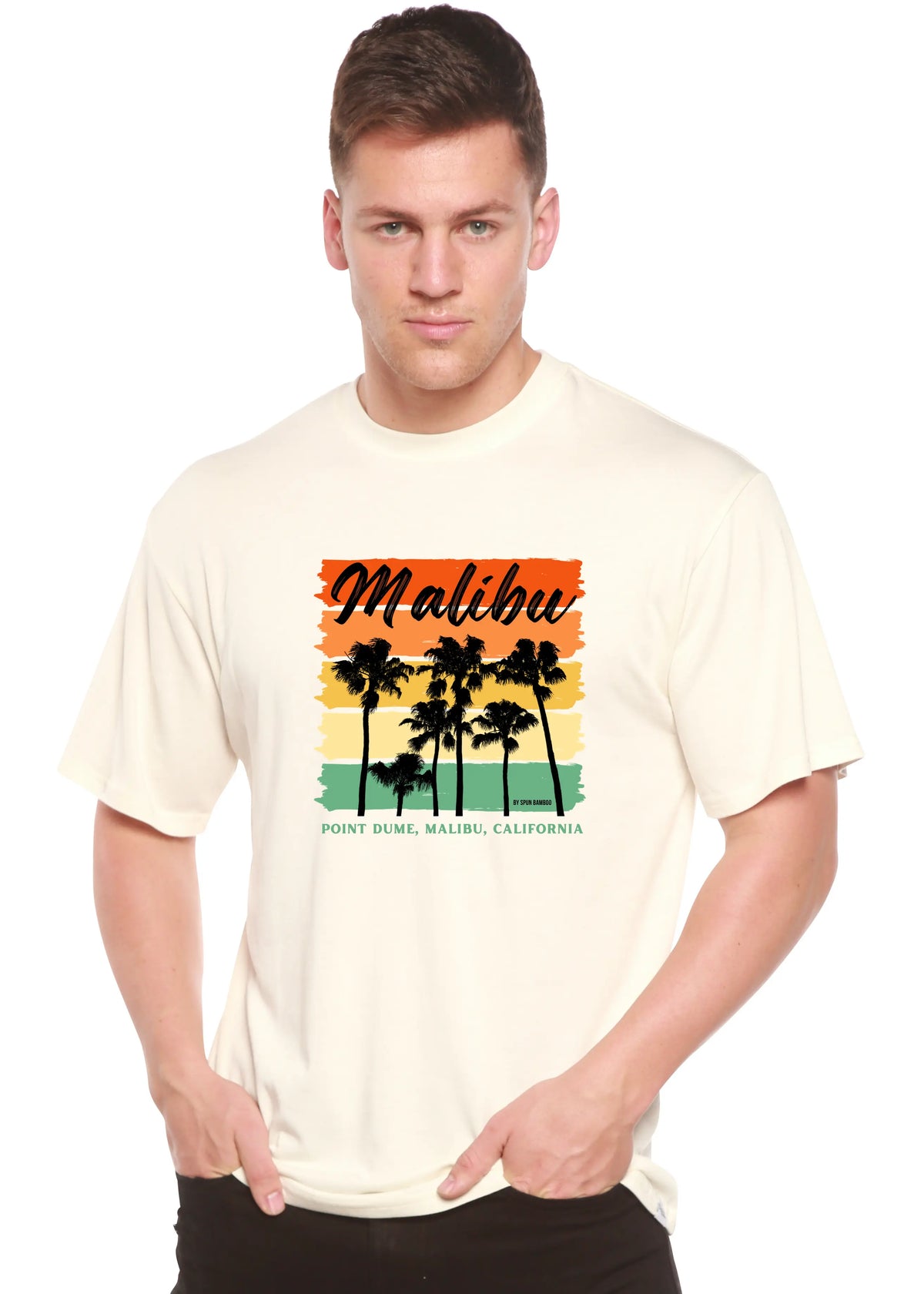 Malibu Unisex Bamboo Viscose/Organic Cotton Short Sleeve Graphic T-Shirt Spun Bamboo