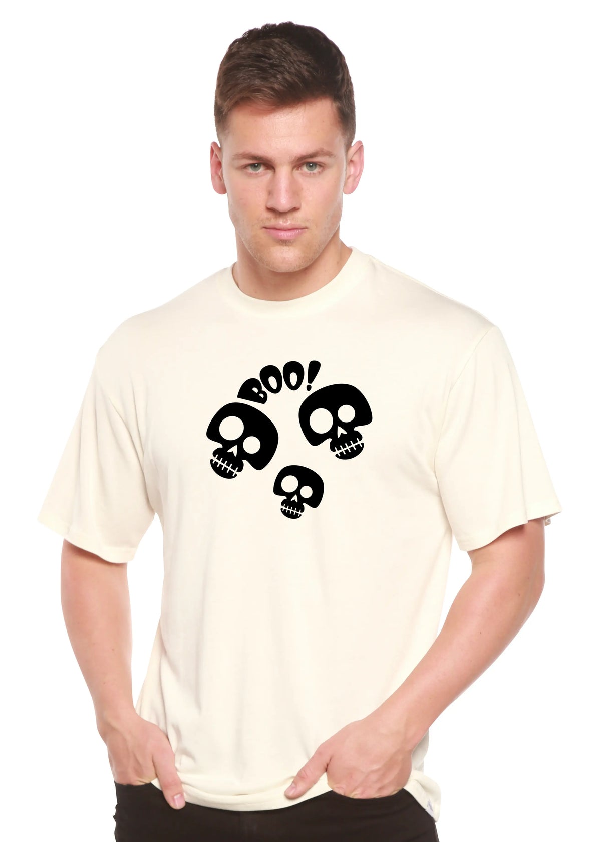 Halloween Boo Unisex Bamboo Viscose/Organic Cotton Short Sleeve Graphic T-Shirt Spun Bamboo