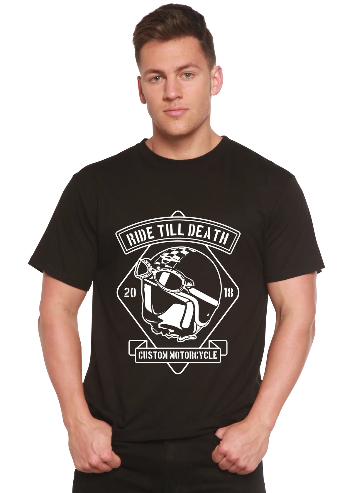 Ride Till Death Spun Bamboo® Men's Bamboo Viscose/Organic Cotton Short Sleeve Graphic T-Shirt Spun Bamboo