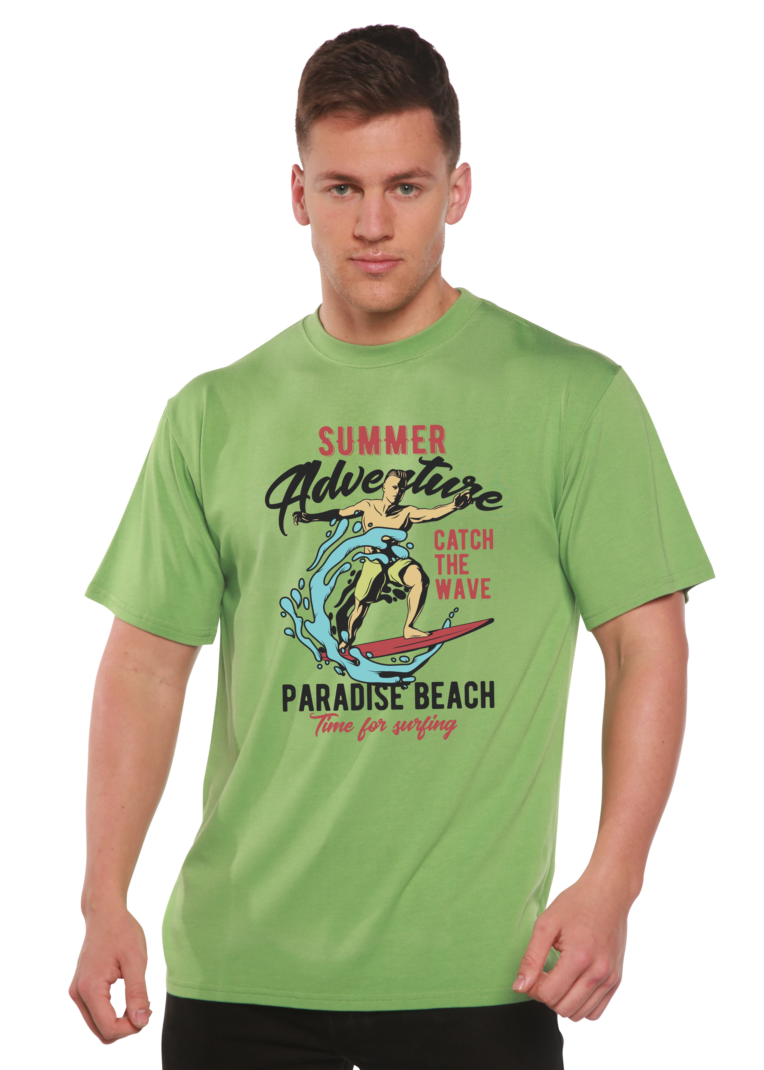 Catch The Wave Men's Bamboo Viscose/Organic Cotton Short Sleeve Graphic T-Shirt Spun Bamboo
