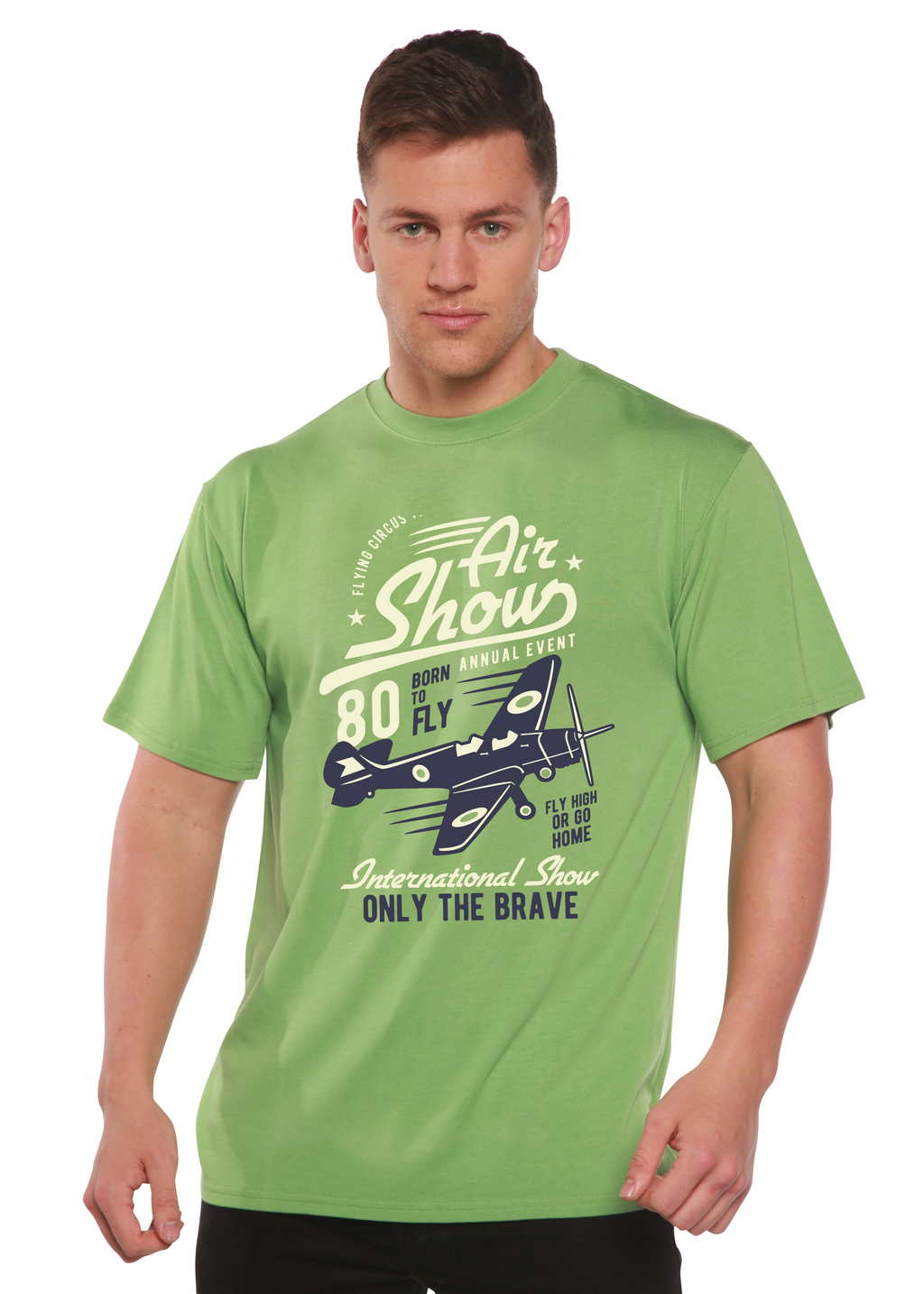 Air Show Men's Bamboo Viscose/Organic Cotton Short Sleeve Graphic T-Shirt Spun Bamboo