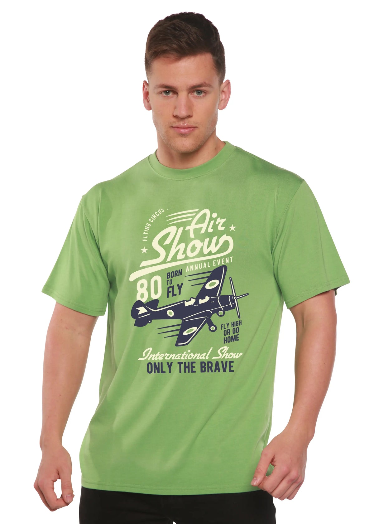 Air Show Men's Bamboo Viscose/Organic Cotton Short Sleeve Graphic T-Shirt Spun Bamboo