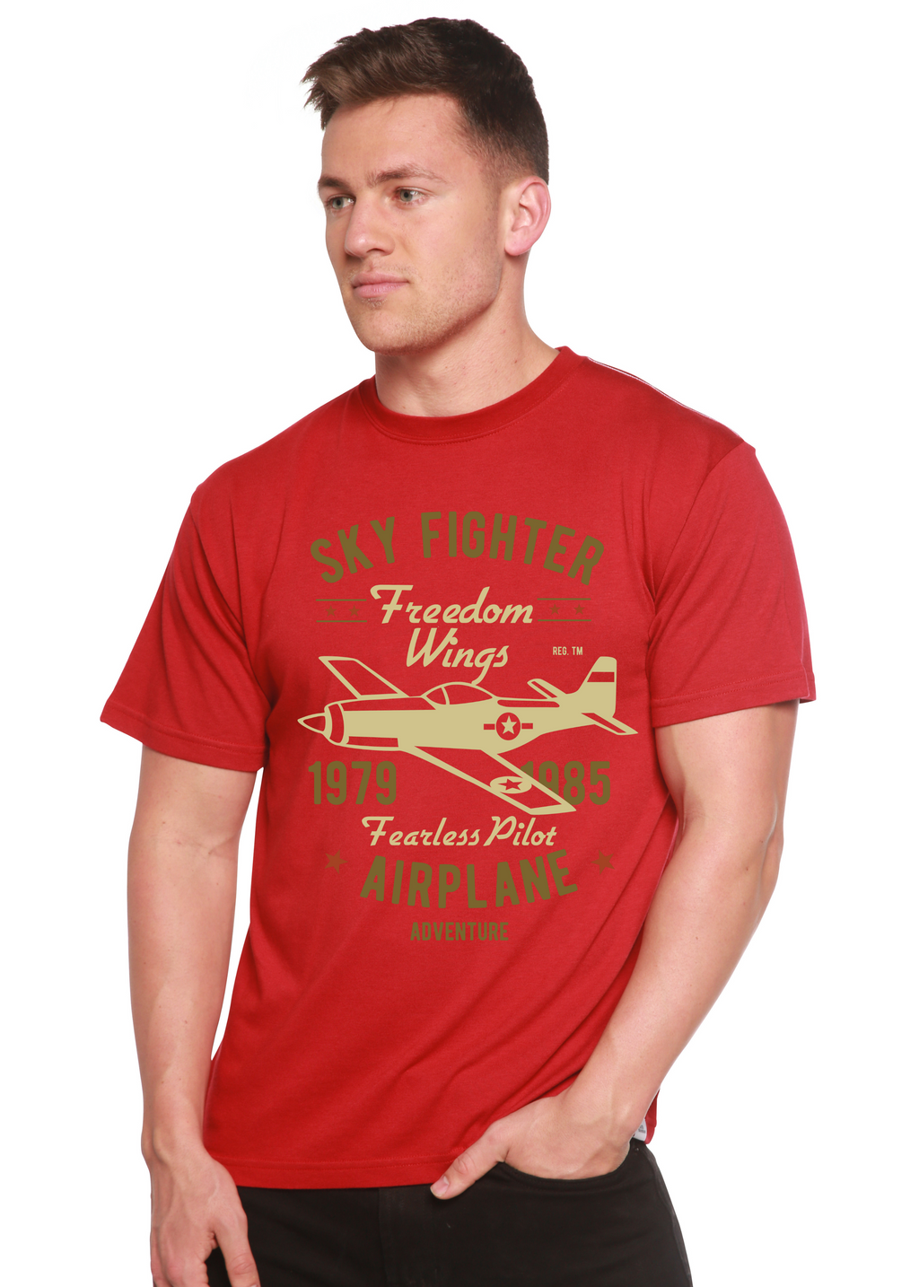 Sky Fighter Spun Bamboo® Men's Bamboo Viscose/Organic Cotton Short Sleeve Graphic T-Shirt Spun Bamboo