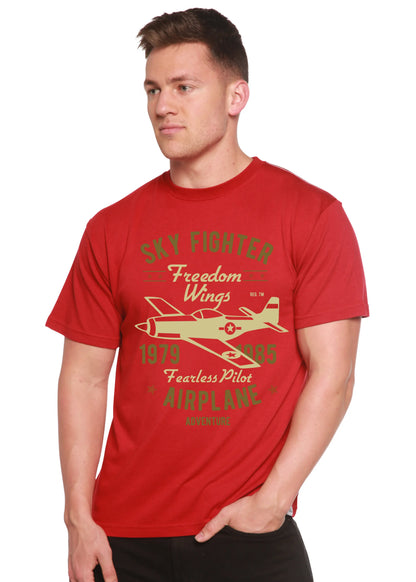 Sky Fighter Spun Bamboo® Men's Bamboo Viscose/Organic Cotton Short Sleeve Graphic T-Shirt Spun Bamboo
