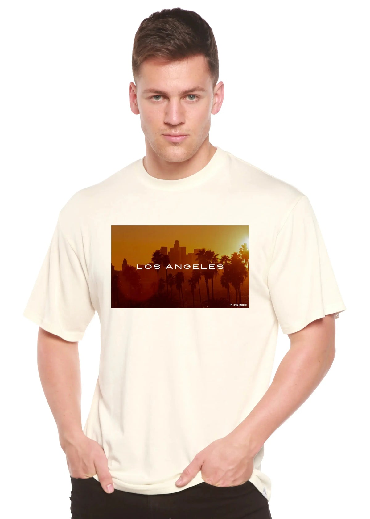 Los Angeles Unisex Bamboo Viscose/Organic Cotton Short Sleeve Graphic T-Shirt Spun Bamboo