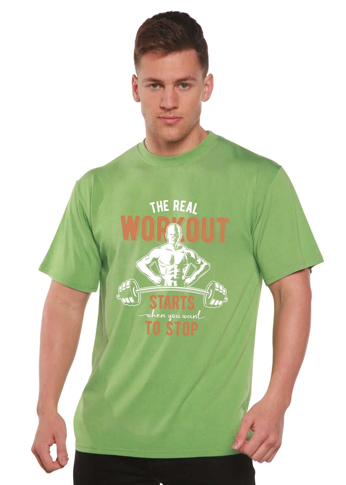 The Real Workout Men's Bamboo Viscose/Organic Cotton Short Sleeve Graphic T-Shirt Spun Bamboo