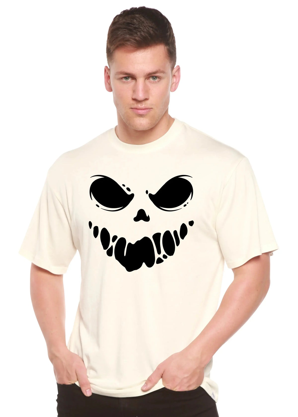 Halloween Boo Men's Bamboo Viscose/Organic Cotton Short Sleeve Graphic T-Shirt Spun Bamboo