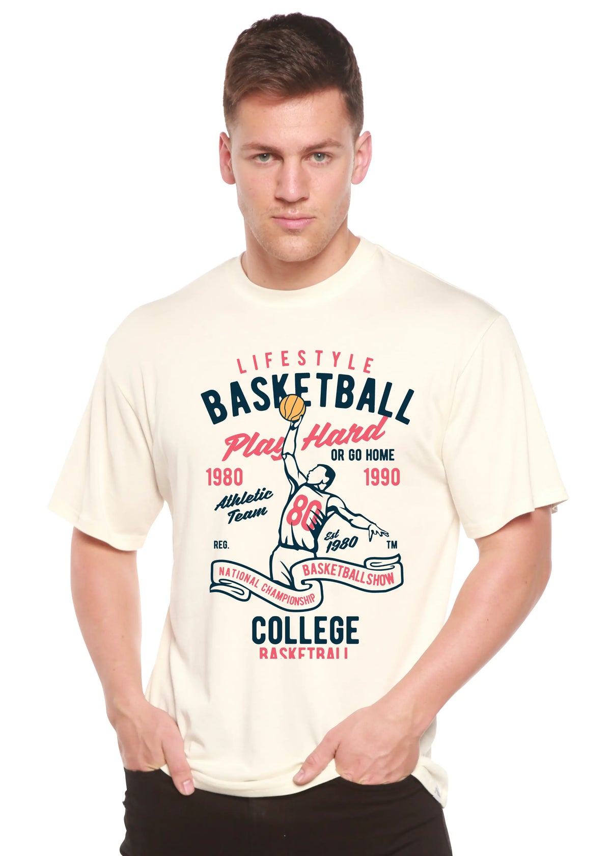 Life Style Basketball Men's Bamboo Viscose/Organic Cotton Short Sleeve Graphic T-Shirt Spun Bamboo