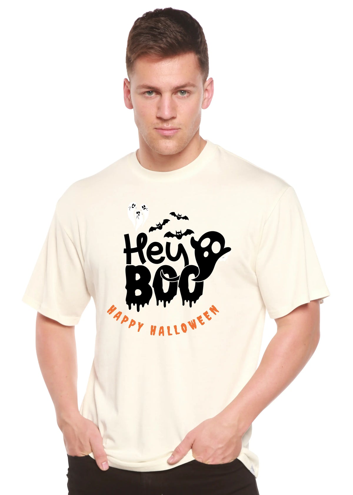 Hey Boo Men's Bamboo Viscose/Organic Cotton Short Sleeve Graphic T-Shirt Spun Bamboo