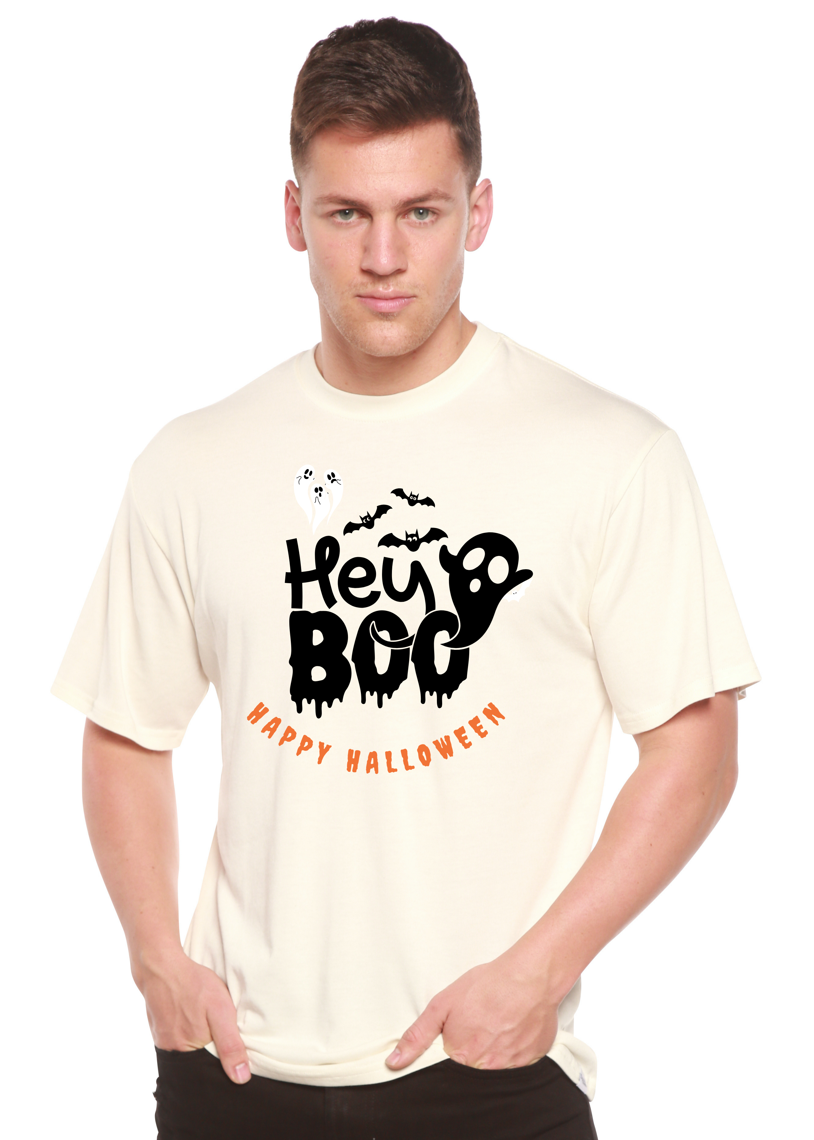 Hey Boo Men's Bamboo Viscose/Organic Cotton Short Sleeve Graphic T-Shirt Spun Bamboo