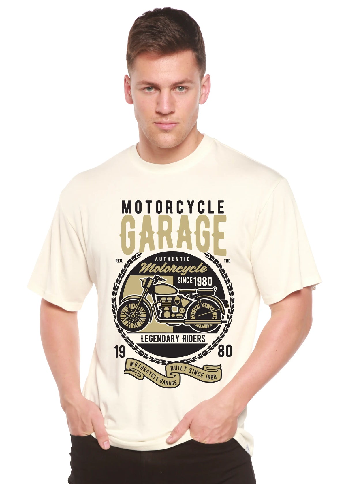 Motorcycle Garage Men's Bamboo Viscose/Organic Cotton Short Sleeve Graphic T-Shirt Spun Bamboo