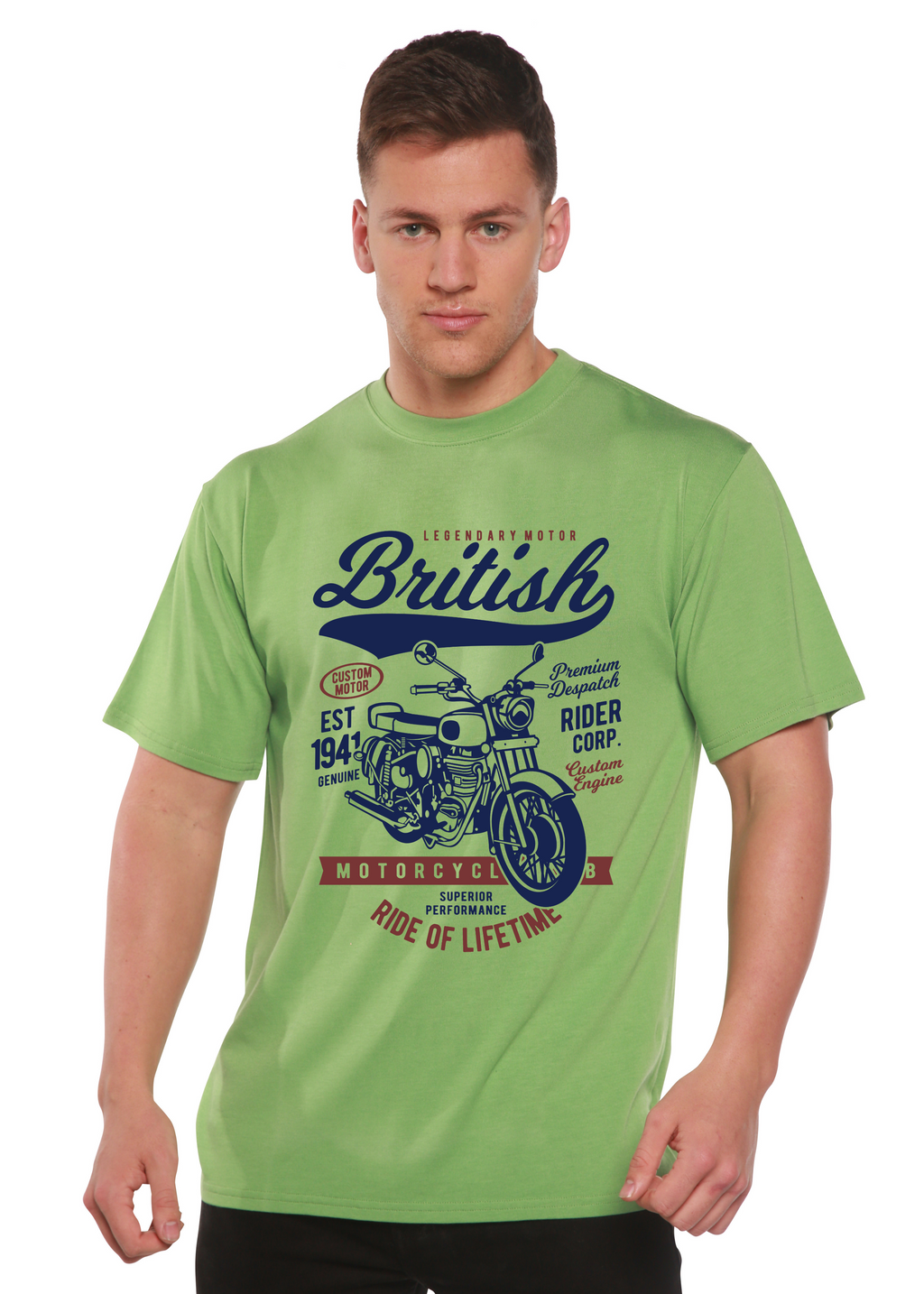 British Motorcycle Men's Bamboo Viscose/Organic Cotton Short Sleeve Graphic T-Shirt Spun Bamboo