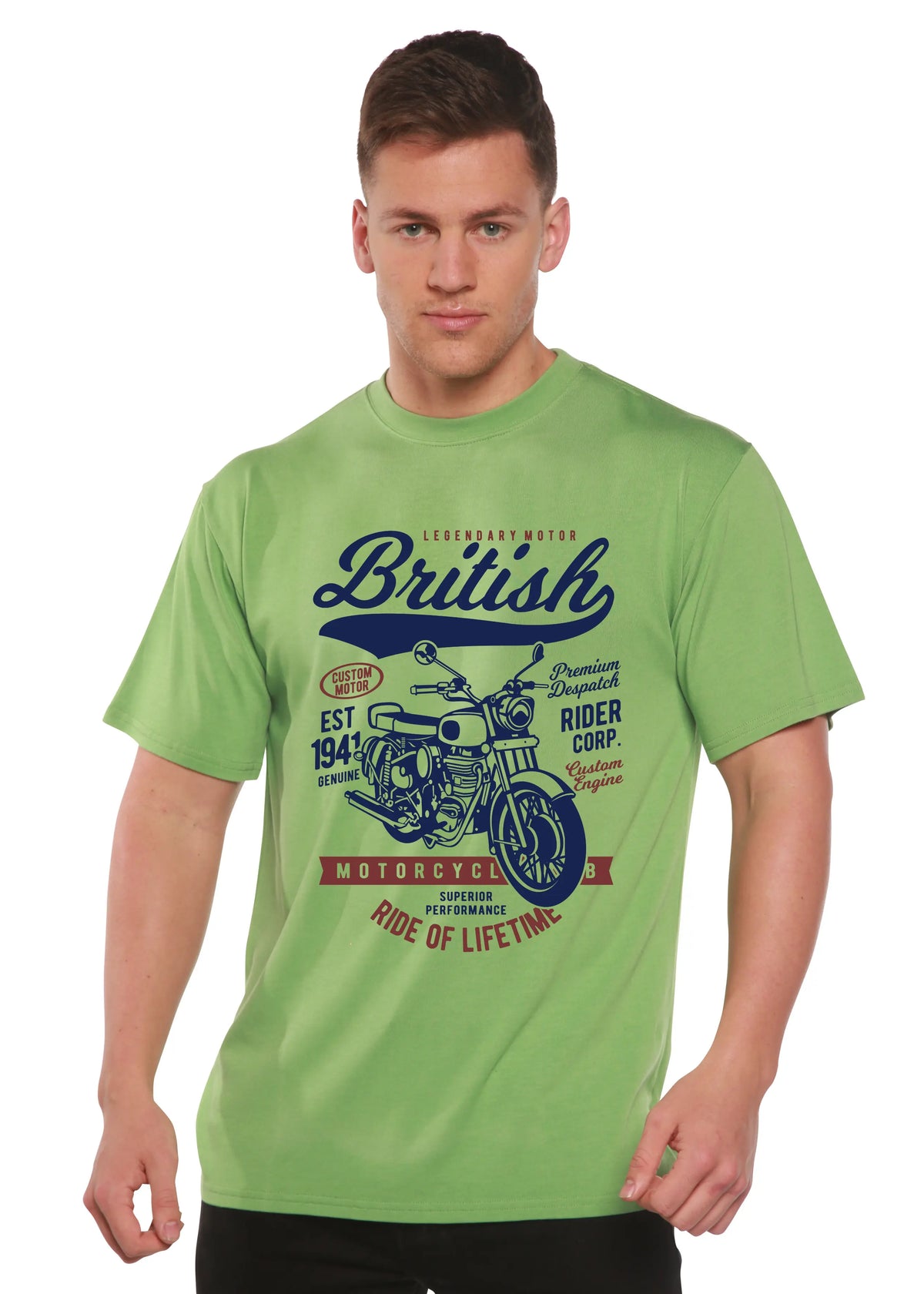 British Motorcycle Men's Bamboo Viscose/Organic Cotton Short Sleeve Graphic T-Shirt Spun Bamboo