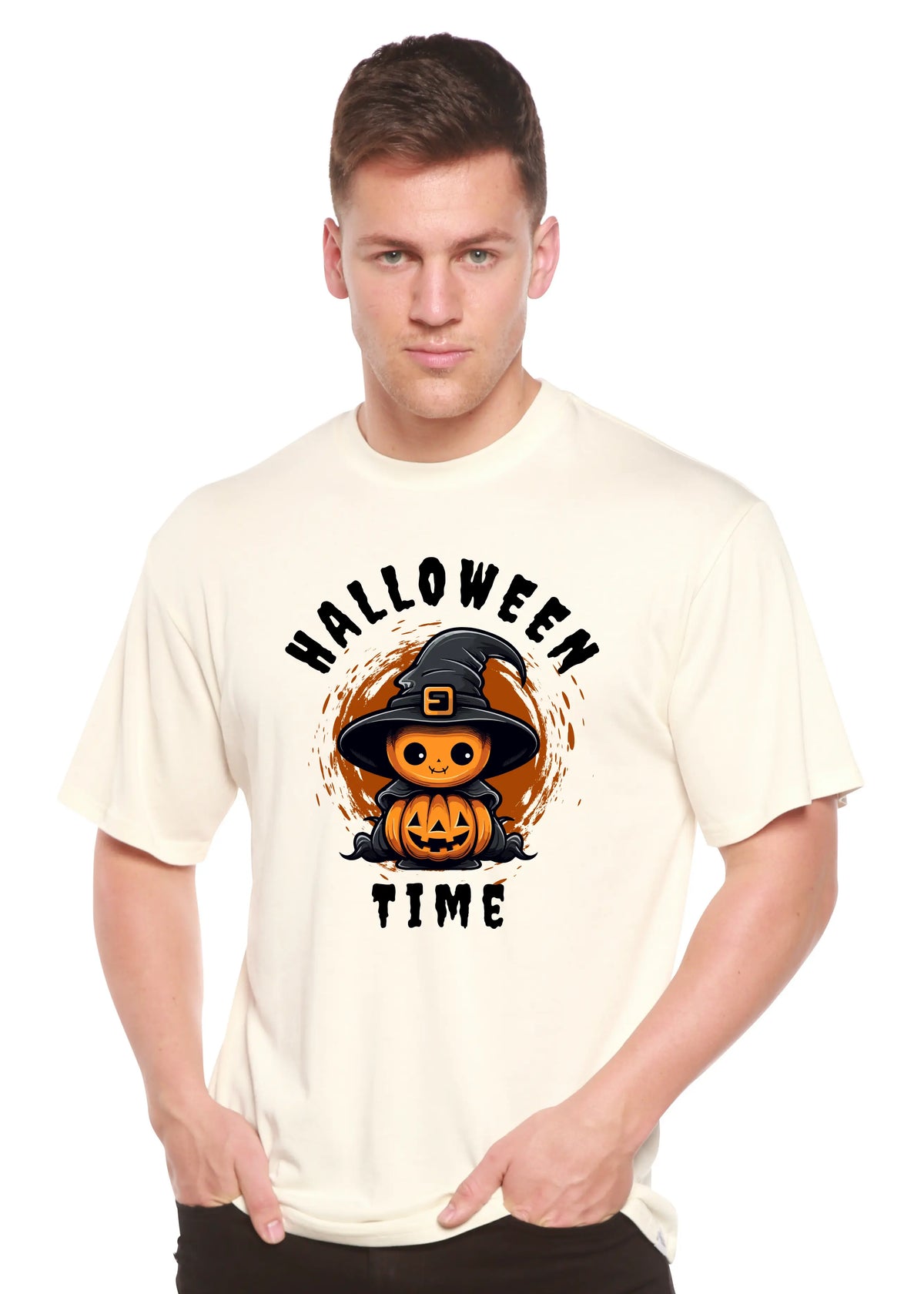 Halloween Time Unisex Bamboo Viscose/Organic Cotton Short Sleeve Graphic T-Shirt Spun Bamboo