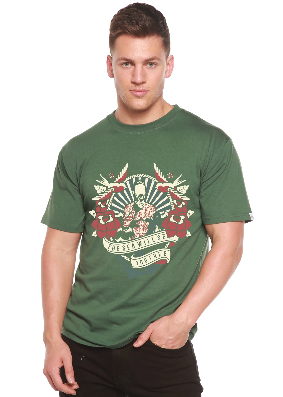 The Sea Will Spun Bamboo® Men's Bamboo Viscose/Organic Cotton Short Sleeve Graphic T-Shirt Spun Bamboo