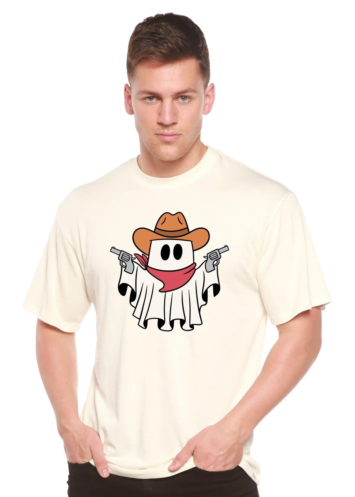 Cowboy Ghost Unisex Bamboo Viscose/Organic Cotton Short Sleeve Graphic T-Shirt Spun Bamboo