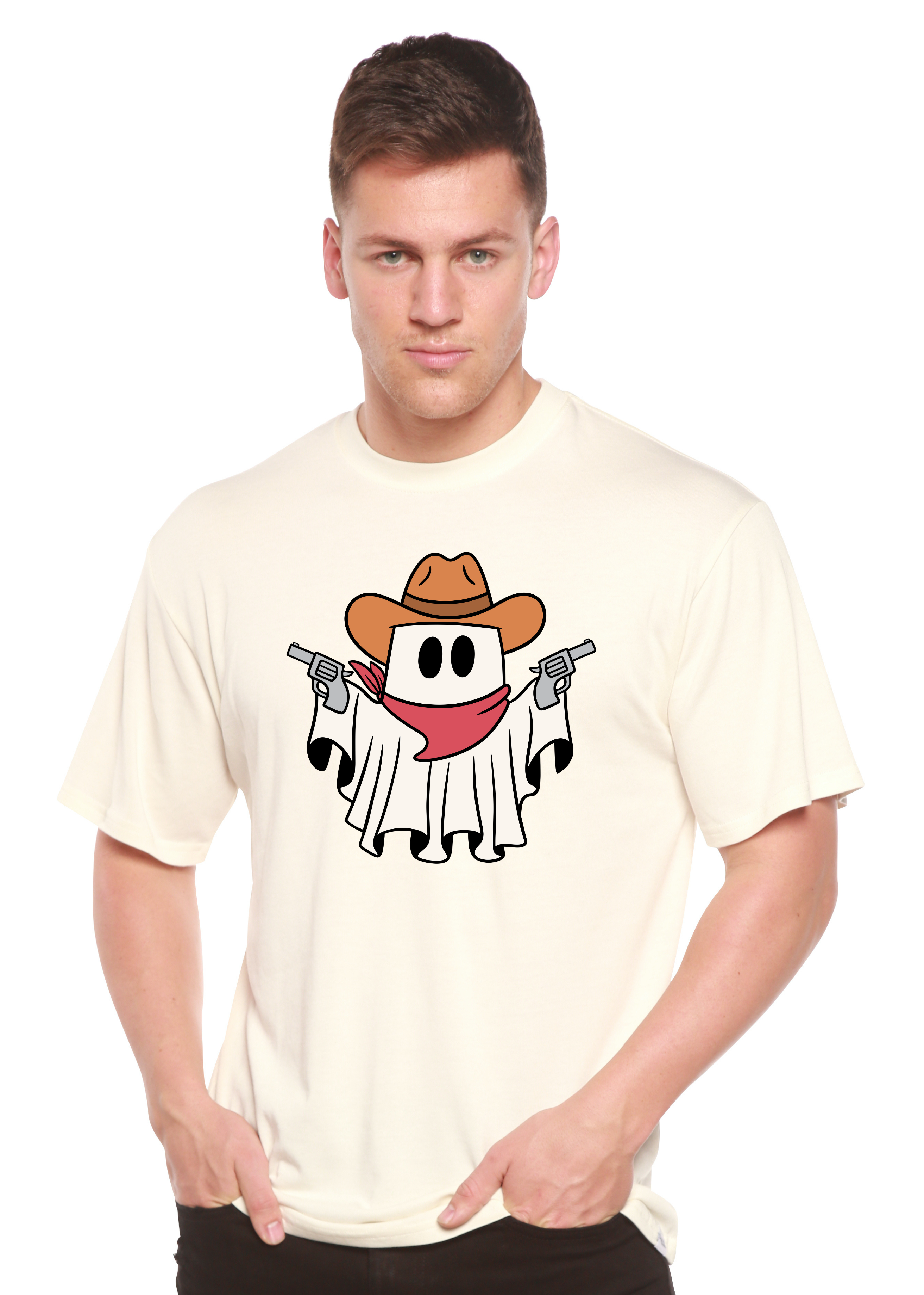 Cowboy Ghost Unisex Bamboo Viscose/Organic Cotton Short Sleeve Graphic T-Shirt Spun Bamboo