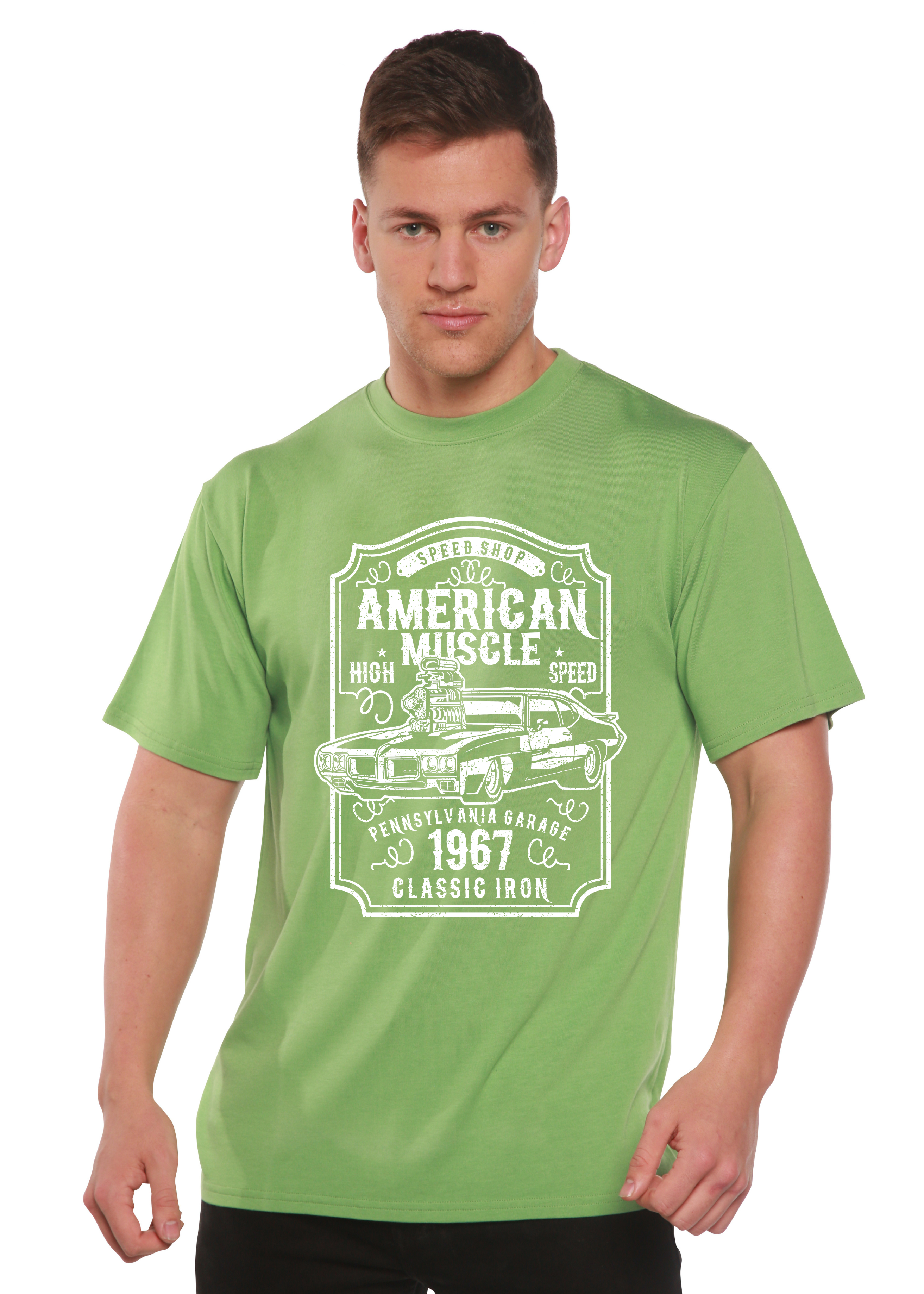 American Muscle Men's Bamboo Viscose/Organic Cotton Short Sleeve Graphic T-Shirt Spun Bamboo
