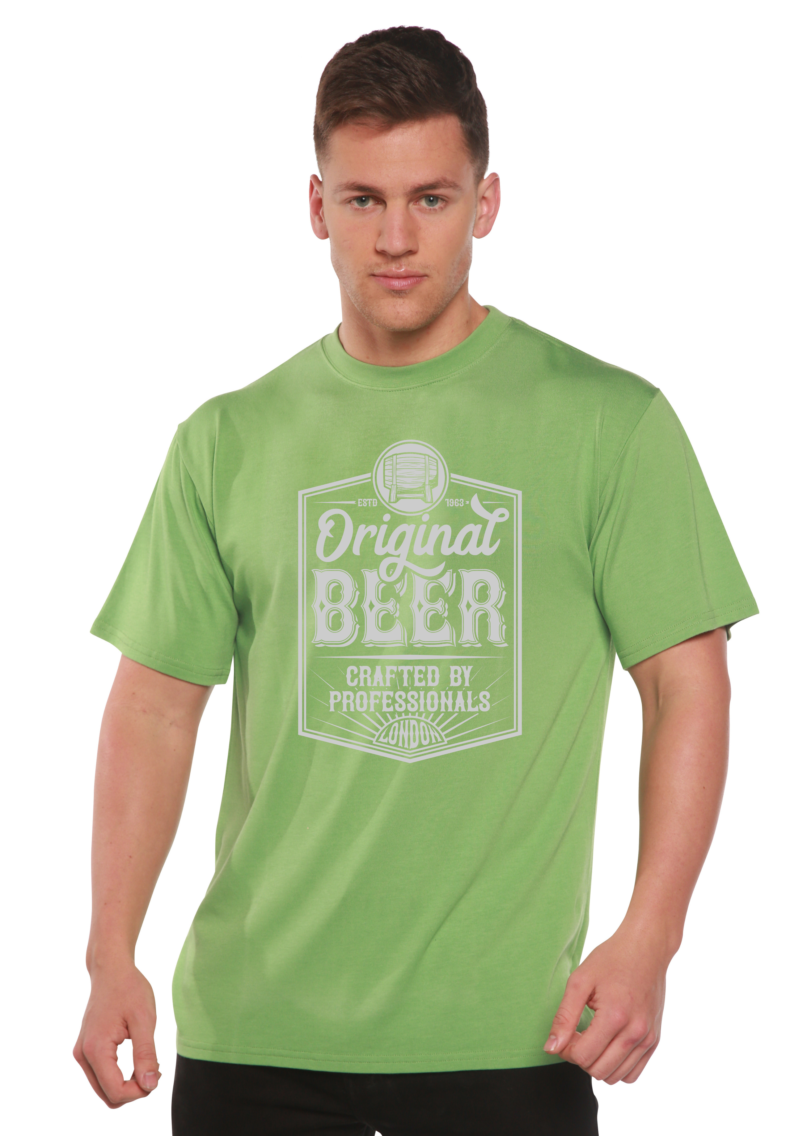 Original Beer Men's Bamboo Viscose/Organic Cotton Short Sleeve Graphic T-Shirt Spun Bamboo
