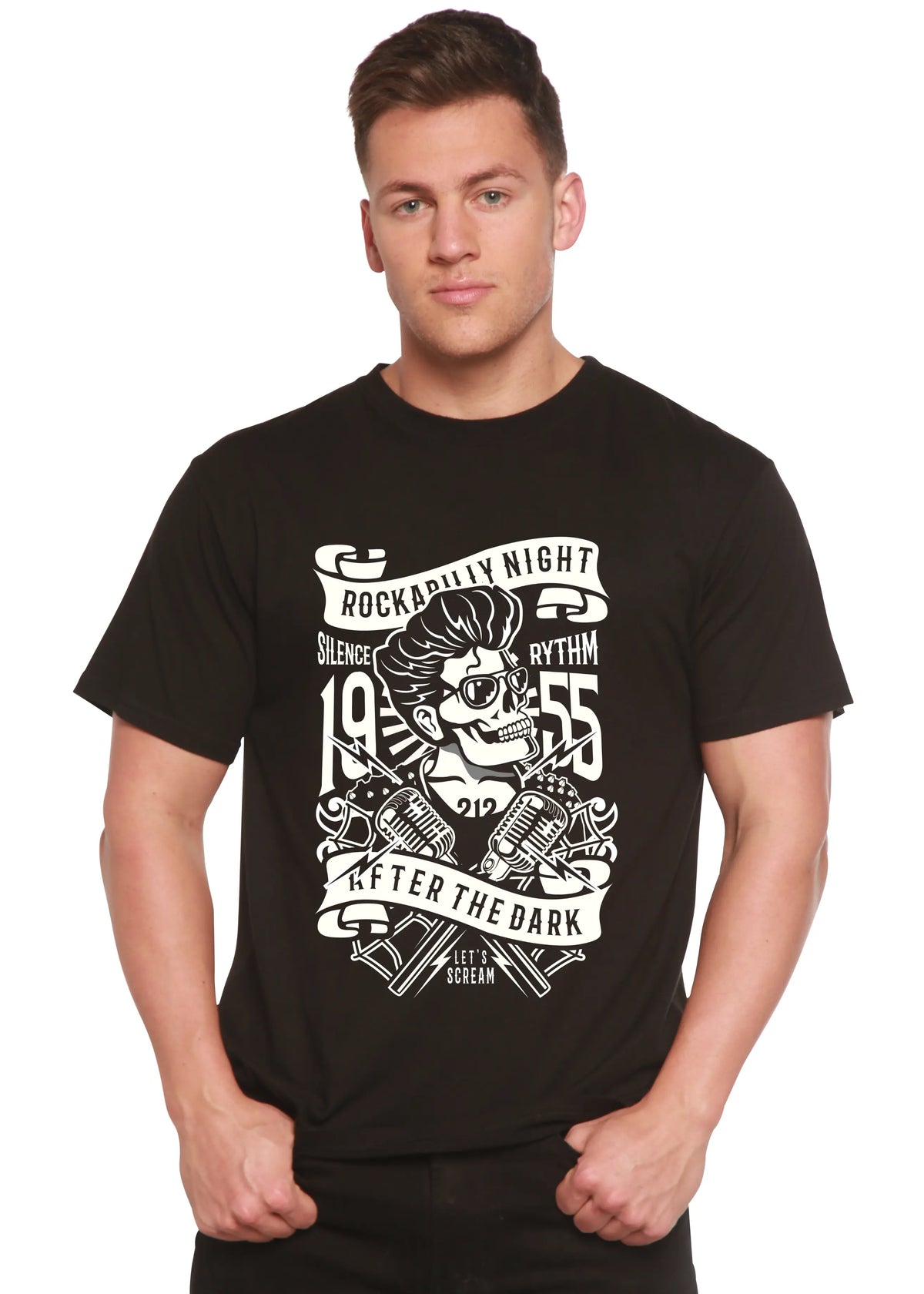 Rockabilly Night Spun Bamboo® Men's Bamboo Viscose/Organic Cotton Short Sleeve Graphic T-Shirt Spun Bamboo