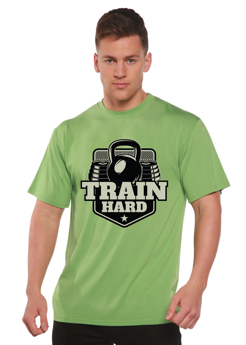 Train Hard Men's Bamboo Viscose/Organic Cotton Short Sleeve Graphic T-Shirt Spun Bamboo