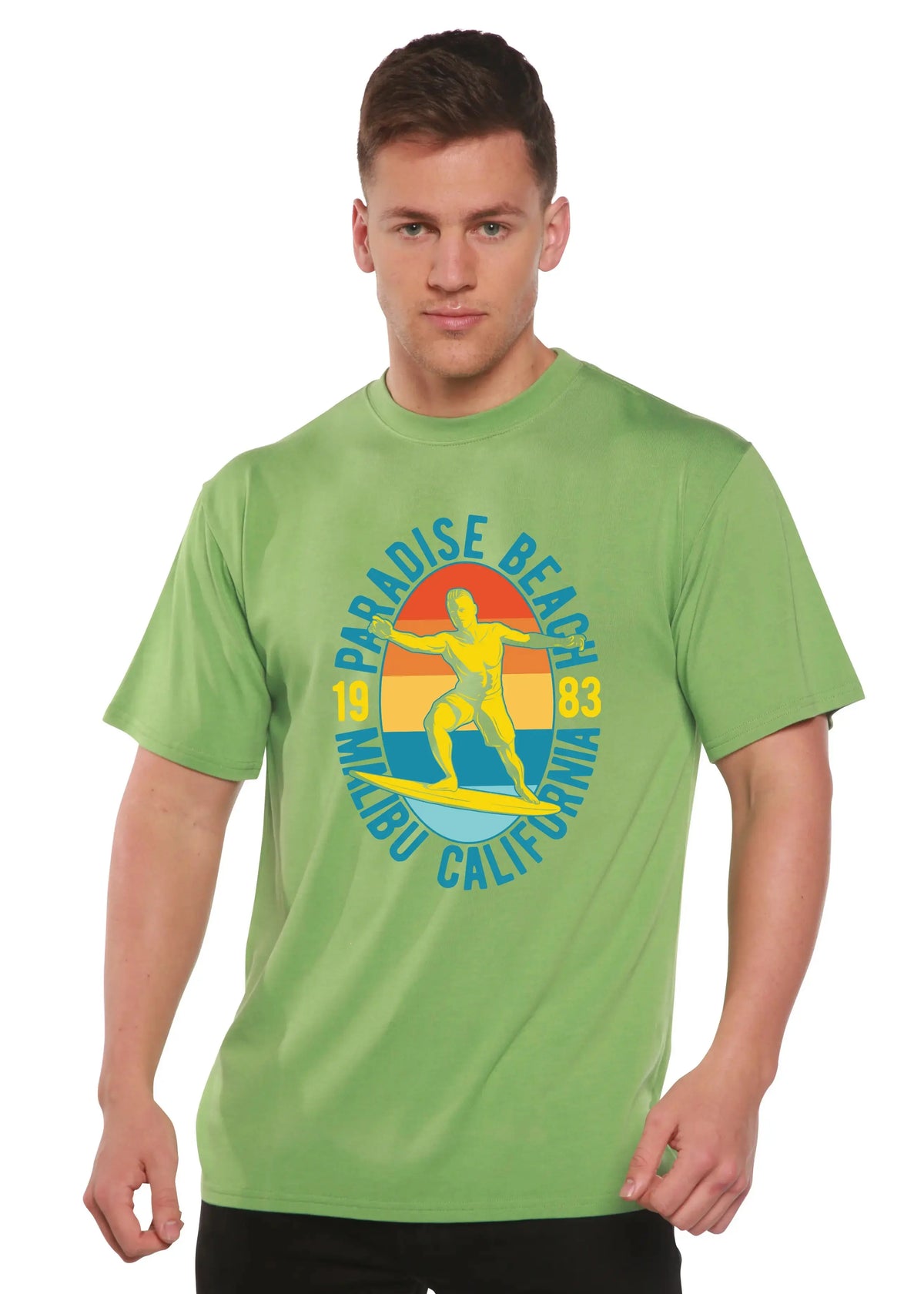Paradise Beach 1983 Men's Bamboo Viscose/Organic Cotton Short Sleeve Graphic T-Shirt Spun Bamboo