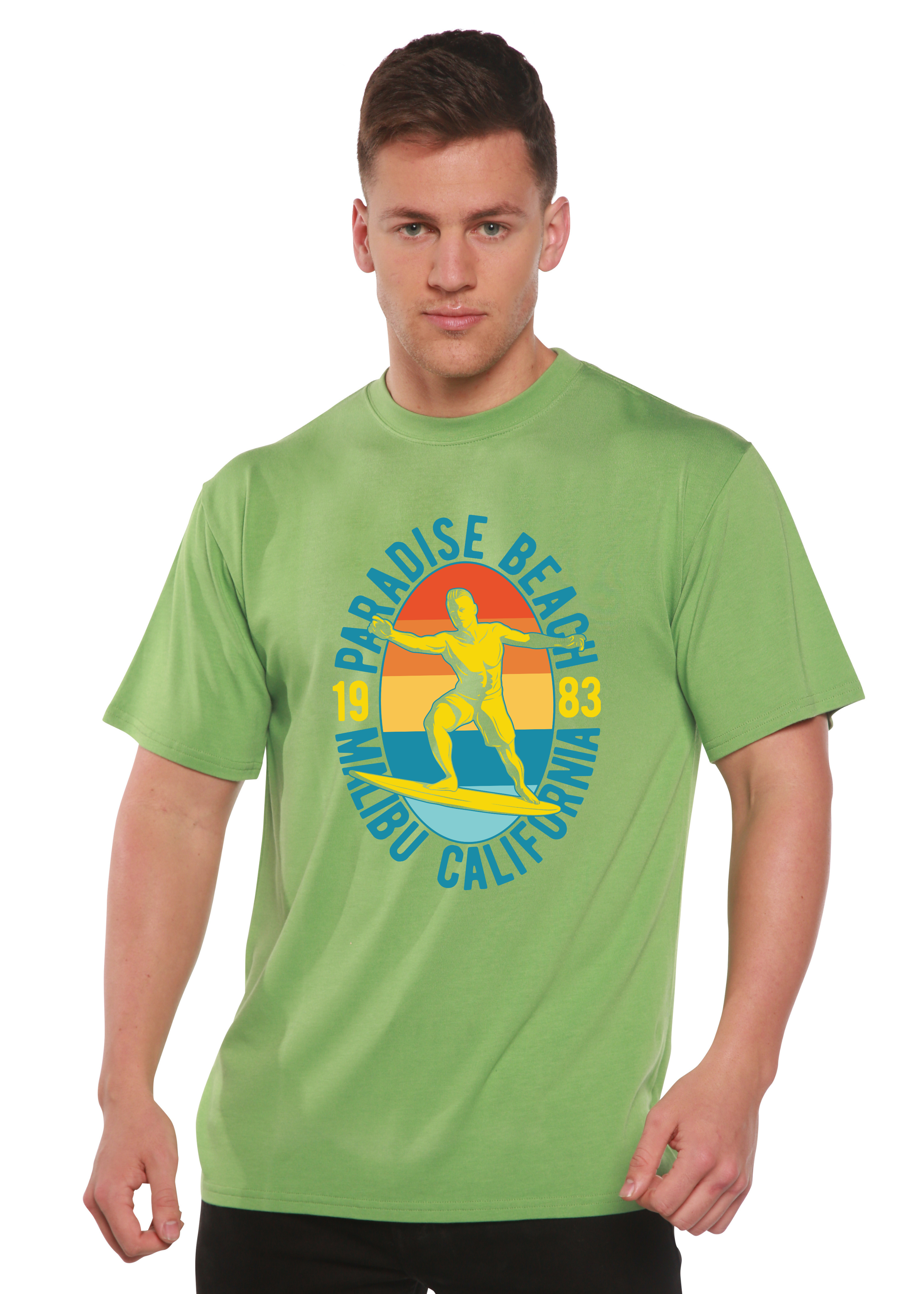 Paradise Beach 1983 Men's Bamboo Viscose/Organic Cotton Short Sleeve Graphic T-Shirt Spun Bamboo