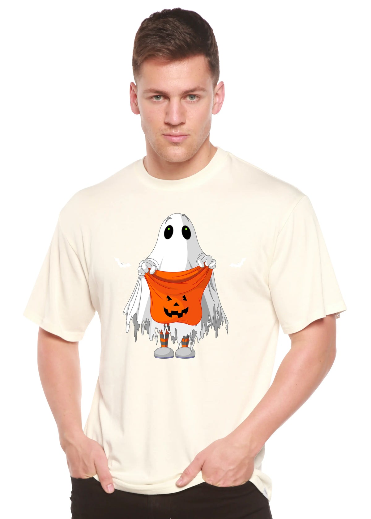 Boo Halloween Men's Bamboo Viscose/Organic Cotton Short Sleeve Graphic T-Shirt Spun Bamboo