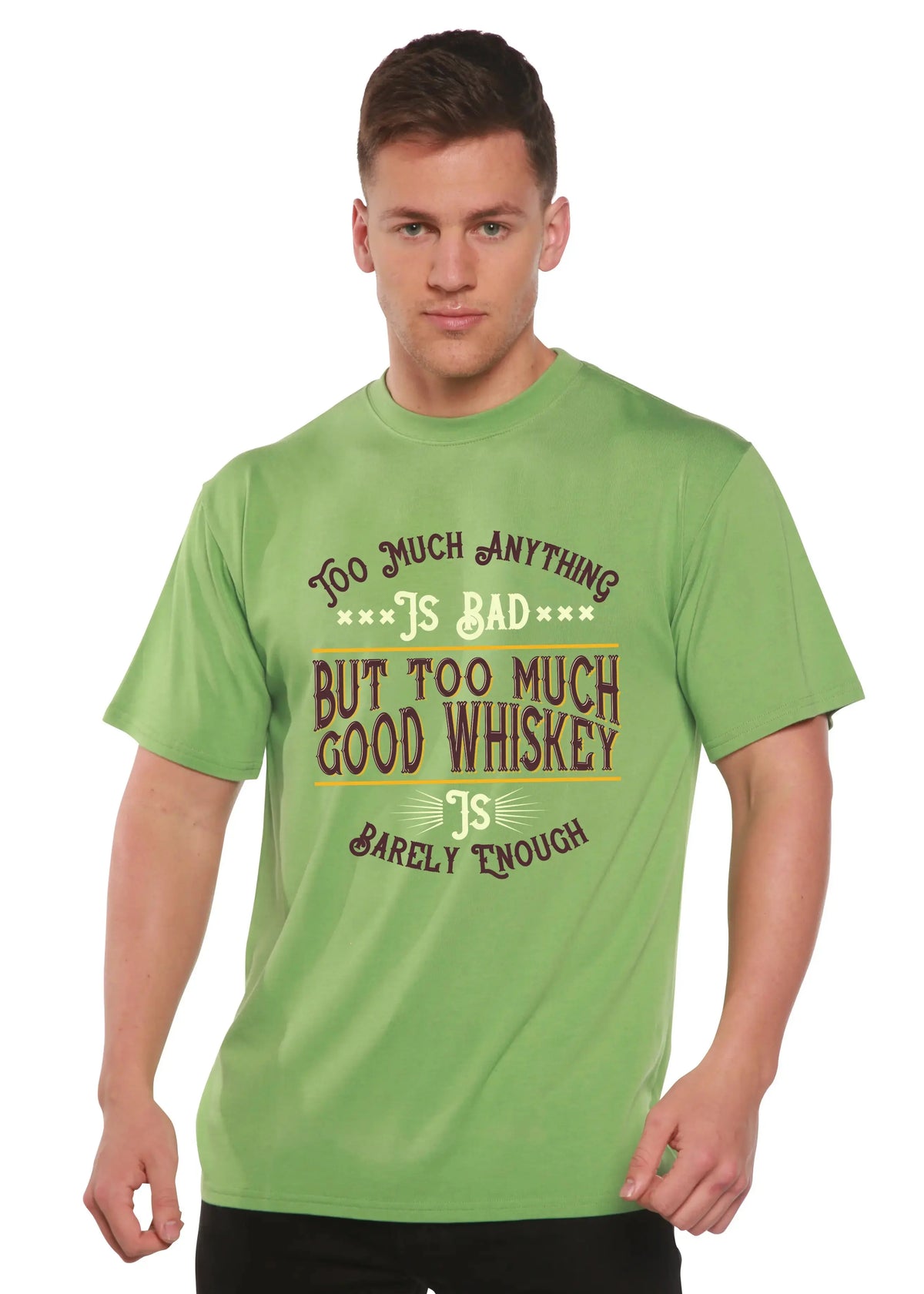 But Too Much Good Whiskey Men's Bamboo Viscose/Organic Cotton Short Sleeve Graphic T-Shirt Spun Bamboo