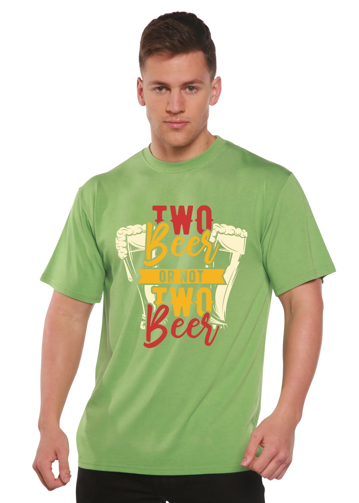 Two Beer Men's Bamboo Viscose/Organic Cotton Short Sleeve Graphic T-Shirt Spun Bamboo