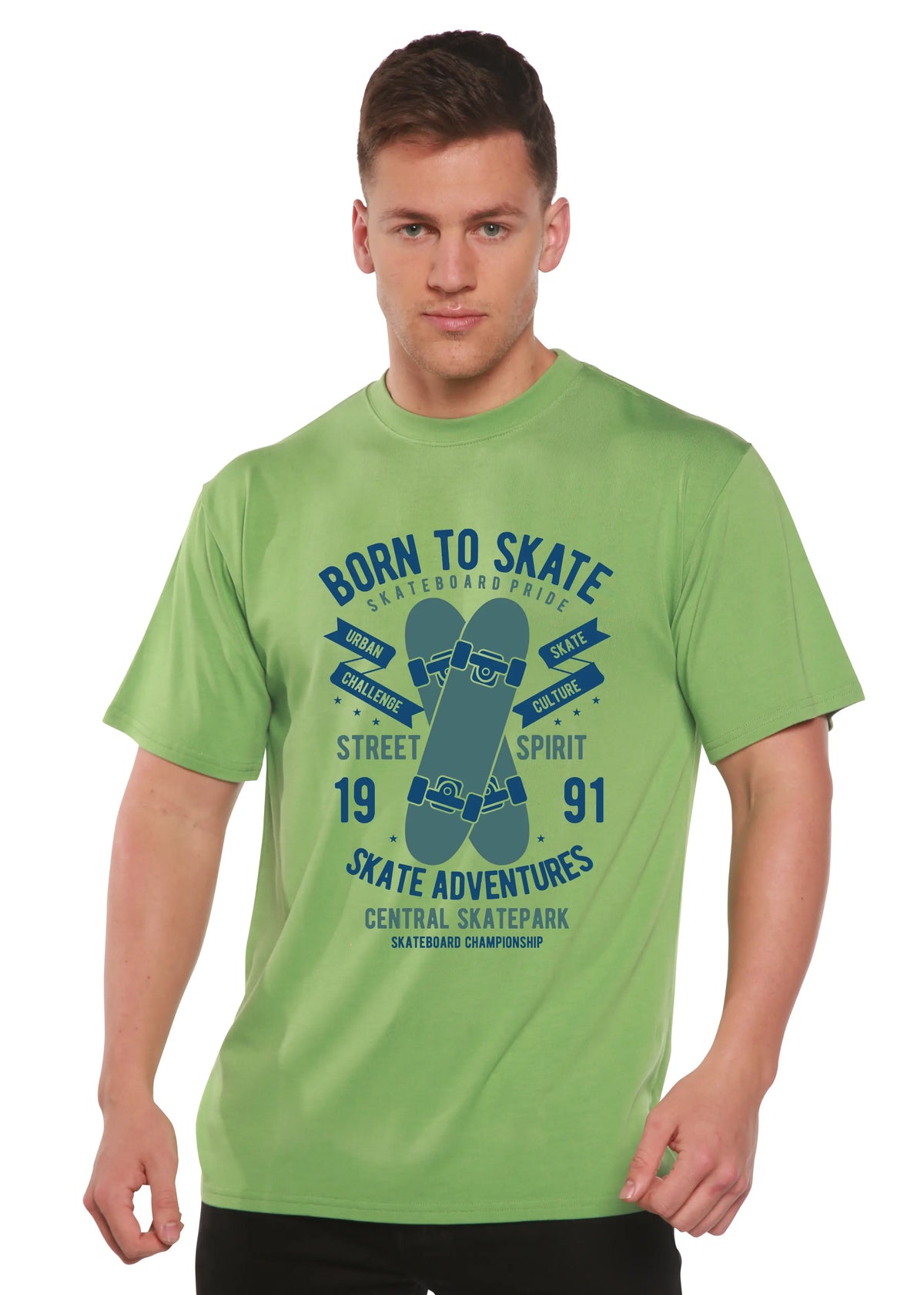 Born To Skate Men's Bamboo Viscose/Organic Cotton Short Sleeve Graphic T-Shirt Spun Bamboo
