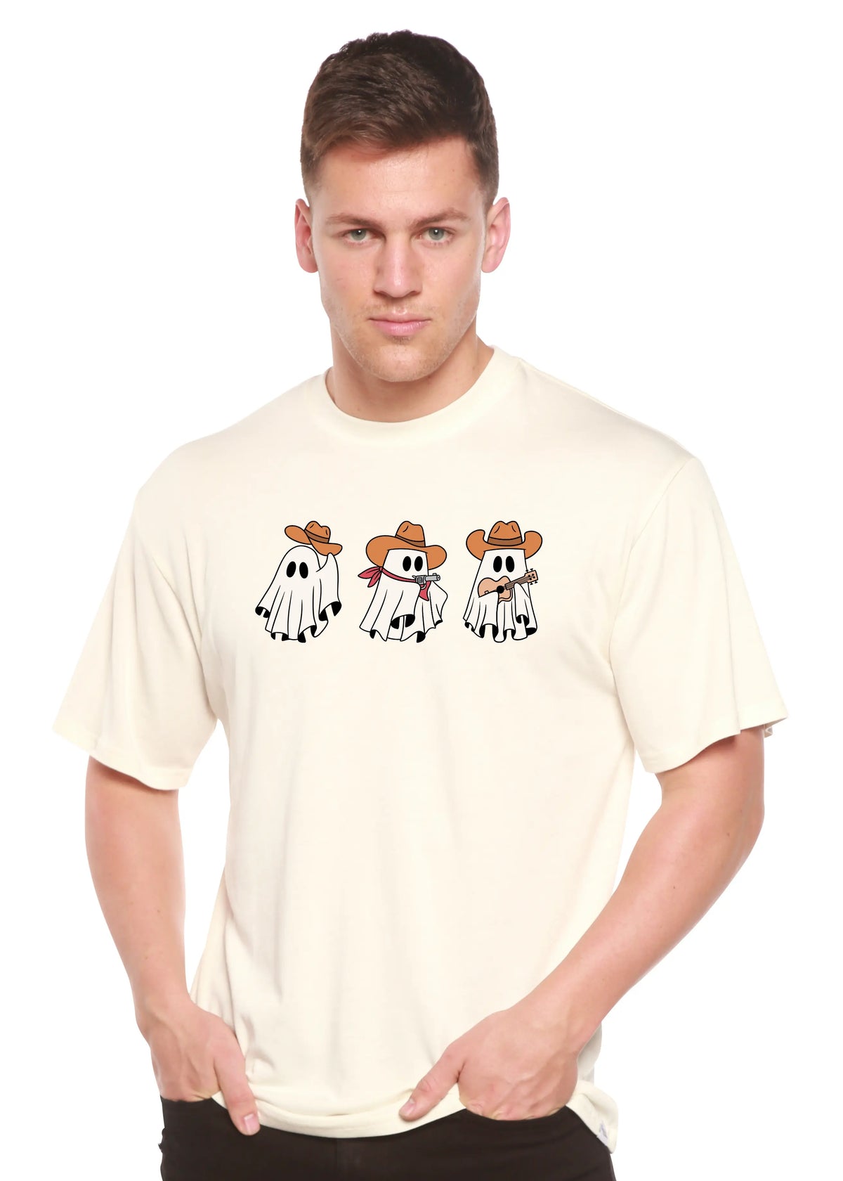 Cowboy Ghosts Unisex Bamboo Viscose/Organic Cotton Short Sleeve Graphic T-Shirt Spun Bamboo