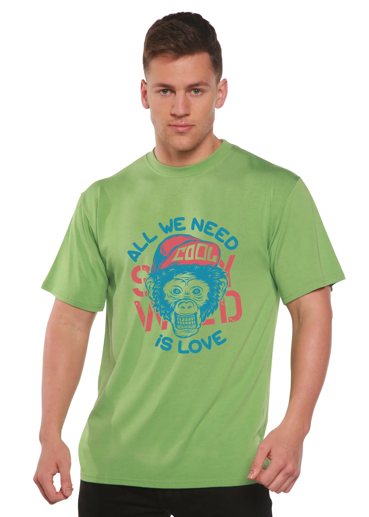 All We Need is Love Men's Bamboo Viscose/Organic Cotton Short Sleeve Graphic T-Shirt Spun Bamboo