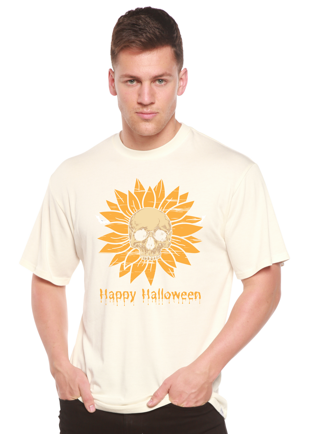 Happy Halloween Day Men's Bamboo Viscose/Organic Cotton Short Sleeve Graphic T-Shirt Spun Bamboo